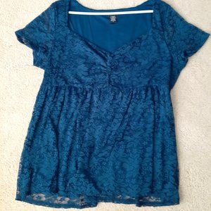 Torrid Lace Blue Babydoll-Style Top